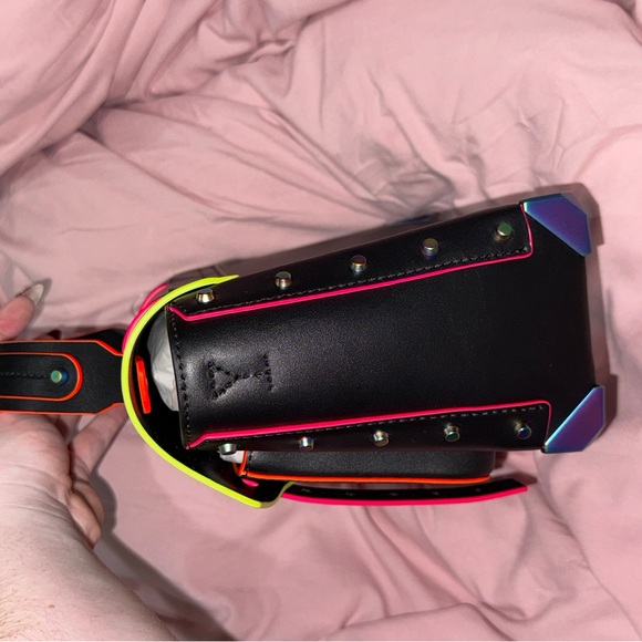 Michael Kors- Black Handbag with Neon Accents - Picture 4 of 5